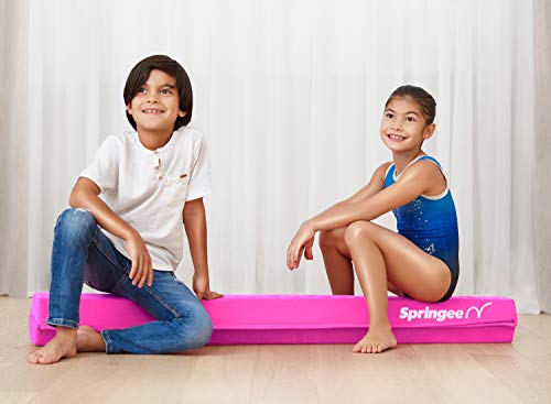 Springee 10ft Balance Beam - Extra Firm - Suede Folding Gymnastics Beam for Home - Pink