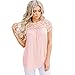 Off Shoulder Floral T-Shirt,FimKaul Women Fashion Short Sleeve Striped Lace Blouse Tops Tee (L, Pink)