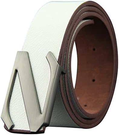 ALAKA Z Letter Metal Buckle Mens Belt 38mm Wide (White)