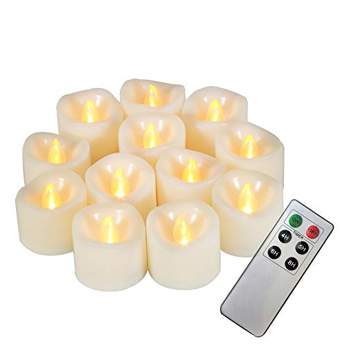 Battery Operated Flameless Tealight Candles with Remote and Timer, Long