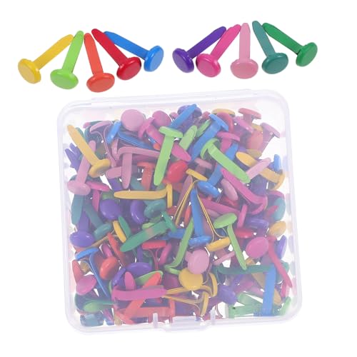 Veemoon 200pcs Round Head Paper Fasteners Mini Scrapbook Brads for Craft Projects DIY Decorative Supplies Boys and Girls Handmade Nails