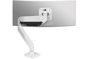 HILLPORT 43 Ultrawide Single Monitor Arm White Heavy Duty Desk Mount Computer Stand for 17 to 46 inch Adjustable Gas Spring B