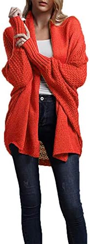 HZSONNE Women's Casual Long Batwing Sleeve Open Cardigan Chunky Crochet Slouchy Wrap Sweater Blouse Knitted Tops