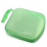 Foxnovo Portable Clear Plastic 40 CD DVD VCD Disc Holder Storage Box Bag Wallet Case Protector Organizer (Green)