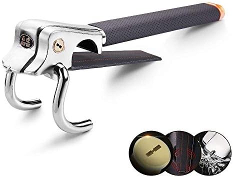 ハンドルロック 愛車盗難防止 防犯用 自動車 超強力 セキュリティー スペアキー 緊急脱出用 車両盗難対策 ブラック スタイルb