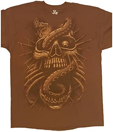 Gothic Horror T Shirt Snake Eye Skull Liquid Blue Mens Brown