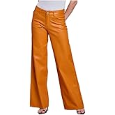 LOVER BRAND FASHION Women's High Waisted Super Stretch Faux Leather Wide Leg Pants Multiple Colors for Trendy Looks Jeans