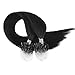 Moresoo 16 Inch Real Jet Black Human Hair Micro Ring Hair Remy Human Hair Extensions Color #1 Micro Link Hair Extensions 50 Grams 50 Strands Remy 100% Human Hair