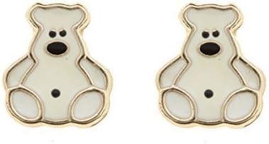 9ct gold enamel polar bear children's stud earrings. Gift box