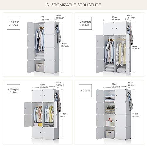 GEORGE&DANIS Portable Closet Armoire Wardrobe Plastic Dresser Bedroom DIY Cube Storage Organizer, White, 18 inches Depth, 2x4 Tiers - Thumbnail 6