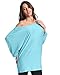 ZANZEA Women's Batwing Long Sleeve Oversized Sweater Plain Jumper Blouse Tops (10, Blue)