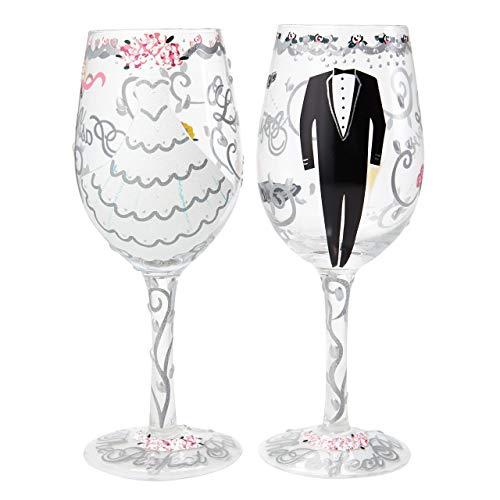 Artisan Blown Wine Glasses with Glitter Accents (15-ounce Capacity)