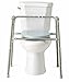 Medline Steel 3-in-1 Bedside Commode, Portable Toilet with Microban Protection, Can Be Used as Raised Toilet Seat Riser, Light Grey with Blue Accent