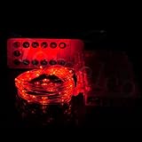 Homeleo Waterproof / Flexible 50 LED Battery Operated Silver Wire / Starry String Lights with Remote, Red (5 Meter)