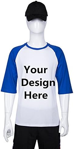 Add Your Own Custom Text Name Personalized Message or Image 3/4 Sleeve Jersey Shirt Baseball Tee Raglan Men's T-Shirts