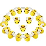 Wool Felt Bee Craft Balls Bee Craft Supplies for Baby Shower Gender Reveal Party Nursery Tent Decoration DIY Craft Car Seat Grasping Bead Toys (40 Pieces)