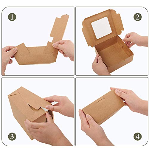 20Pack Cupcake Boxes, Cake and Candy Boxes with 50 Yards Ribbon | Bulk Donut Containers | 6.3\