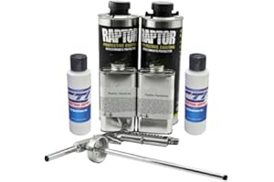 CTI INDUSTRIAL SUPPLY Raptor Truck Bed Liner Kit with Colored GM White Tint and Spray Gun - 2 Liters - Protective Spray On Paint for Coating Trucks, Tailgates, Vehicle Undercoating - Tintable Bedliner Formula