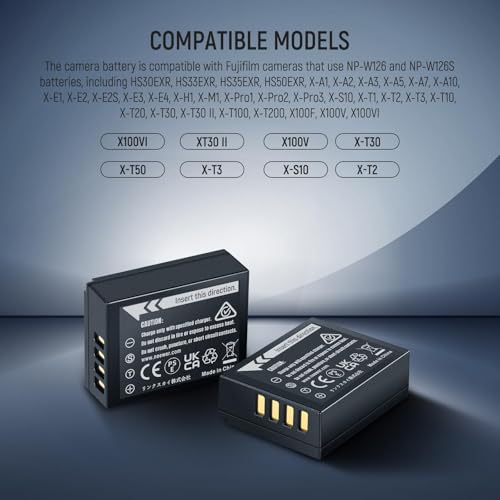 NEEWER NP-W126/NP-W126s Replacement Battery Charger Set with Dual Charger and USB C Cable, Pack of 2, 1140 mAh Camera Battery, Compatible with Fuji X100VI X-T30 II X-S10 X-T200 X100F X100V X-A5 X-E4
