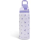 Tulip Insulated Stainless Steel Water Bottle with Straw for Sports and Travel, 32oz, Gifts for Women Girls Friends Teens Birthday Christmas (Purple)