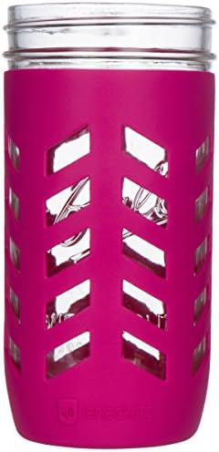 JarJackets Silicone Mason Jar Protector Sleeve - Fits Ball, Kerr 24oz (1.5 pint) Wide-Mouth Jars | Package of 1 (Sangria)