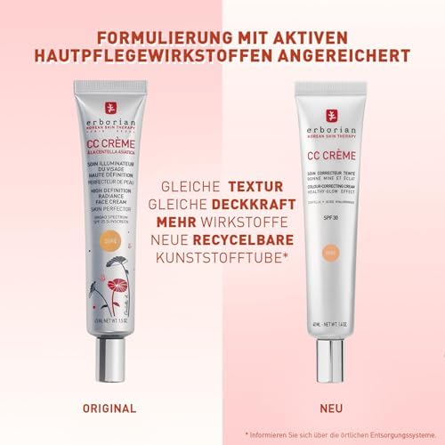 - CC Crème mit Centella Asiatica - High-Definition Illuminierende GesichtsCrème und Make-up - Sonnenschutz SPF 30 - Koreanische Kosmetik - Doré 15 ml