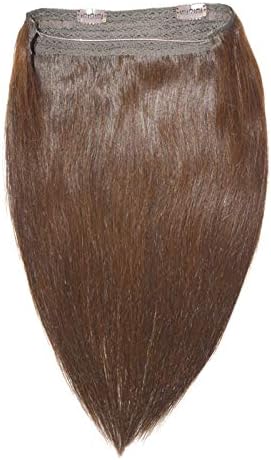 Hidden Crown Halo Human Hair Extensions Invisible Flip on Hair Adjustable Fish Line Human Hairpiece (20" 85g, 4 Medium Brown)