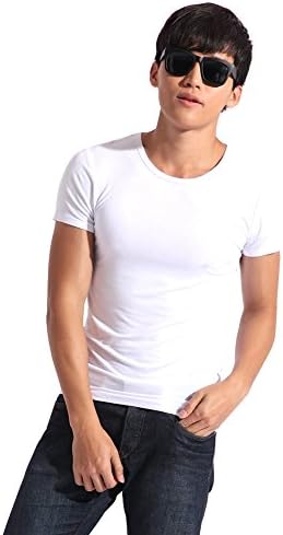 Confreebroon modal men's short-sleeve V-neck shortT-shirt stretch tight shirt TM601