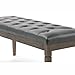 SIMPLIHOME Waverly 48 inch Wide Traditional Rectangle Tufted Ottoman Bench in Slate Grey Vegan Faux Leather, Assembled, For the Living Room and Bedroom