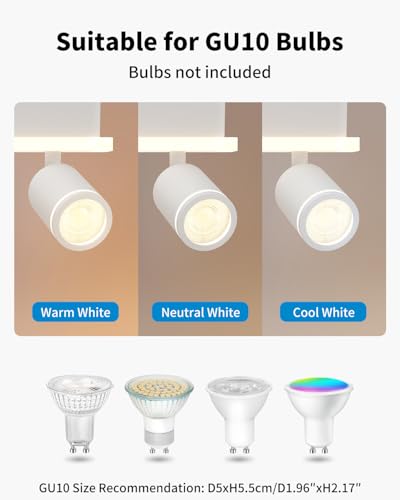 LVWIT Ceiling Lamp with 4 Rotating Spotlights, Adjustable White LED Interior Lamp, Modern GU10 Ceiling Light, Round Ceiling Lamps for Bedroom, Hallway, Kitchen, Dining Room (No Bulb)