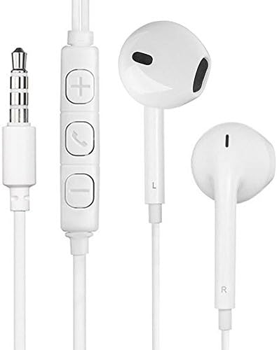 3.5mm Wired Earphones, White In-Ear Stereo Headphones with Mic Headset for iPhone/Sony/Sumsung etc (EVN7801A)