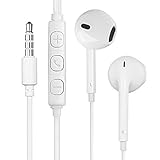 3.5mm Wired Earphones, White In-Ear Stereo Headphones with Mic Headset for iPhone/Sony/Sumsung etc (EVN7801A)