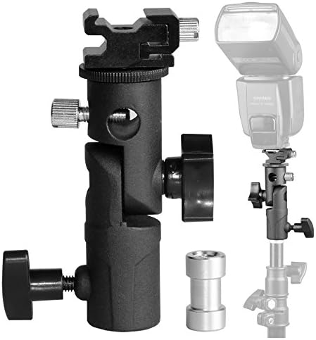 Afader Camera Umbrella Reflector Holder E Type Flash Speedlite Mount Swivel Light Stand Bracket For DSLR Canon Nikon Pentax Olympus Nissin Metz and other Speedlite Flashes with Standard Shoe Mount