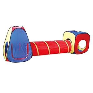 DIY Creations Play Tent 2-in-1 Tunnel Boy Girl Princess Indoor Outdoor Cubby Pop Up House Party