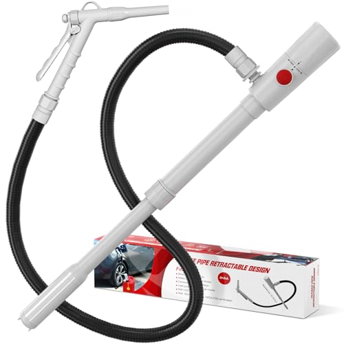 3.2GPM Electric Diesel Pump, 12 L/min Battery Operated Petrol Pump, Electric Fuel Pump with 136.5 cm Hose, Telescopic Barrel Pump for Petrol, Tractor, Generator, Lawn Mower - White