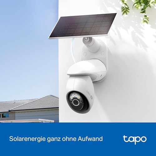 C660 KIT 4K 360° Solar Überwachungskamera Außen, Akku 10000 mAh, Farbnachtsicht, Dual-Band WLAN, KI-Erkennung, Licht & Ton Alarm, Lokale Speicherung über microSD oder Tapo H500
