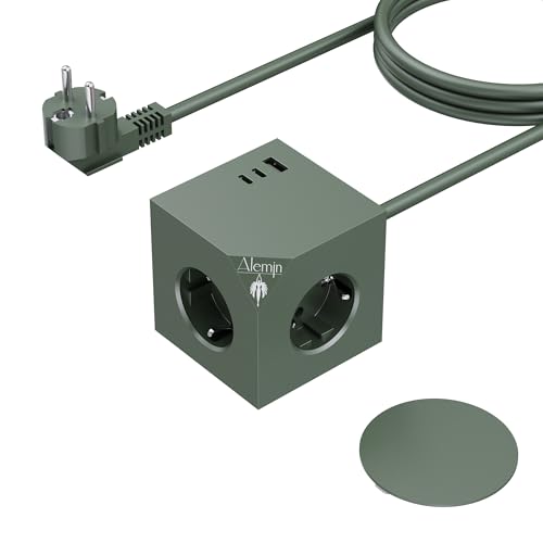 PD20W Power Steckdosenwürfel mit 3 USB, Magnetischer Fuß Würfel Mehrfachsteckdose, 6-in-1 steckdosenleiste mit Schalter, 3680W/16A Power Cube Wandstec