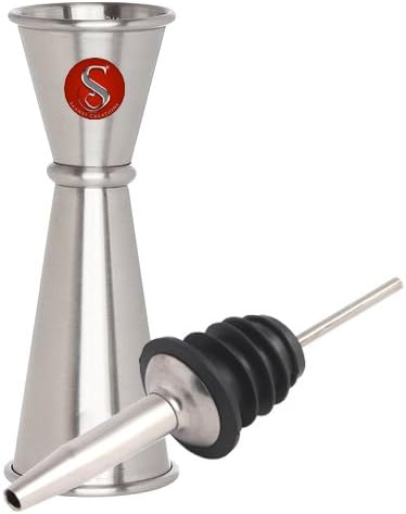 Saanvi Creations Stainless Steel Foodgrade Ring Peg Measure 30/60 ml, Shot Glass, Cocktail Measure, Jigger & Bottle Stopper. (Set of 2 Pcs)