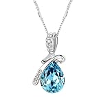 18k Gold Plated Swarovski Element Crystal Water Drop Pendant Necklace - Various Colors Detail