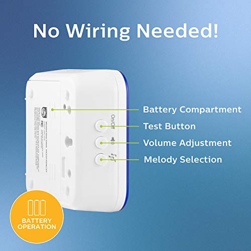 Philips Wireless Doorbell Kit, BatteryOperated Reciever, LED Alert