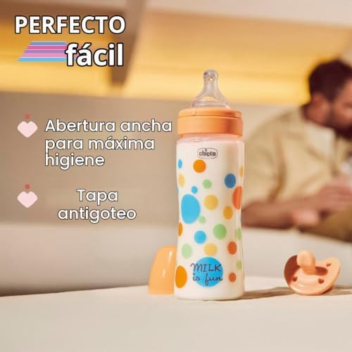 Biberón Perfect Easy Fast Flow, con tetina Physio de silicona suave y acabado Soft Sense, anticólicos, reduce la regurgitación y la irritabilidad, biberón de plástico de 330 ml, 4m+, niño