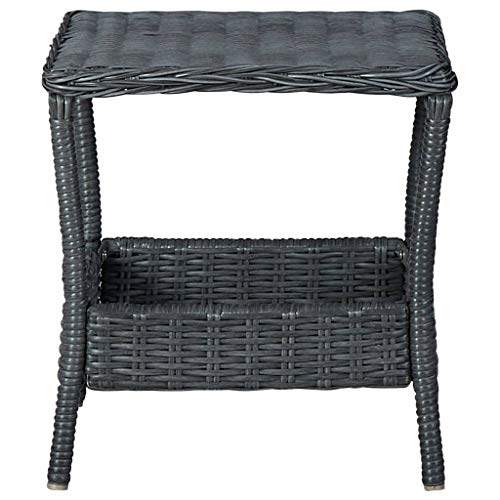 vidaXL Gartentisch Beistelltisch Couchtisch Balkontisch Terrassentisch Gartenmöbel Tisch Rattantisch Dunkelgrau 45x45x46,5cm Poly Rattan – Bild 3