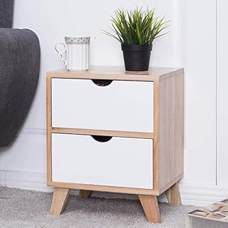Costway Wooden Cabinet Bedside Table 2 Drawer Home Furniture Filing Pedestal Nightstand 1 Amazon Co Uk Kitchen Home