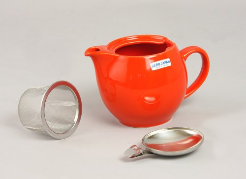 ZEROJAPAN 15oz Round Teapot with SLS Lid and Infuser (Tomato) - Thumbnail 4