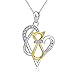 Sterling Silver Lucky Cat Pendant Two-tone Love Heart Necklace 18