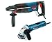 Bosch 11255VSR-GWS8 1" SDS-plus Bulldog Xtreme Rotary Hammer with 4-1/2" Small Angle Grinder, Blue