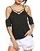 Naggoo Women's Cold Shoulder Cut Out Cross V Neck Short Sleeve T Shirt Casual Tops