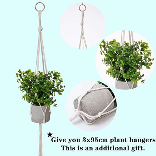 mizii 3 Pack Mini Potted Artificial Plants w/ 3 Plant Hangers