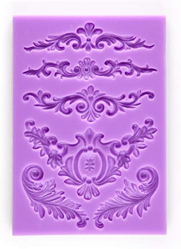 Tasty Molds Baroque Vintage Curlicues Scroll Lace Fondant Silicone Mold High Definition Quality Cupcake DIY Birthday Topper Cake Border Decoration Wedding Party Tool for Sugarcraft, Polymer Clay