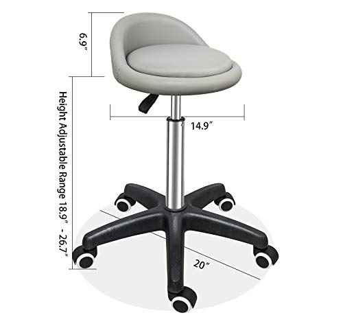 Grace & Grace Professional Gilder Series with Backrest Comfortable Seat Rolling Swivel Pneumatic Adjustable Heavy Duty Stool for Shop, Salon, Office and Home